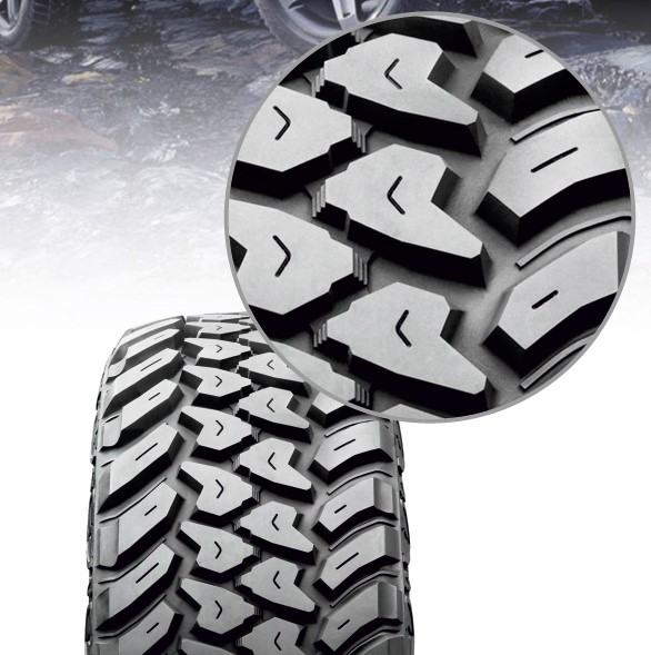 Широкий и глубокий рисунок протектора с открытыми плечевыми зонами